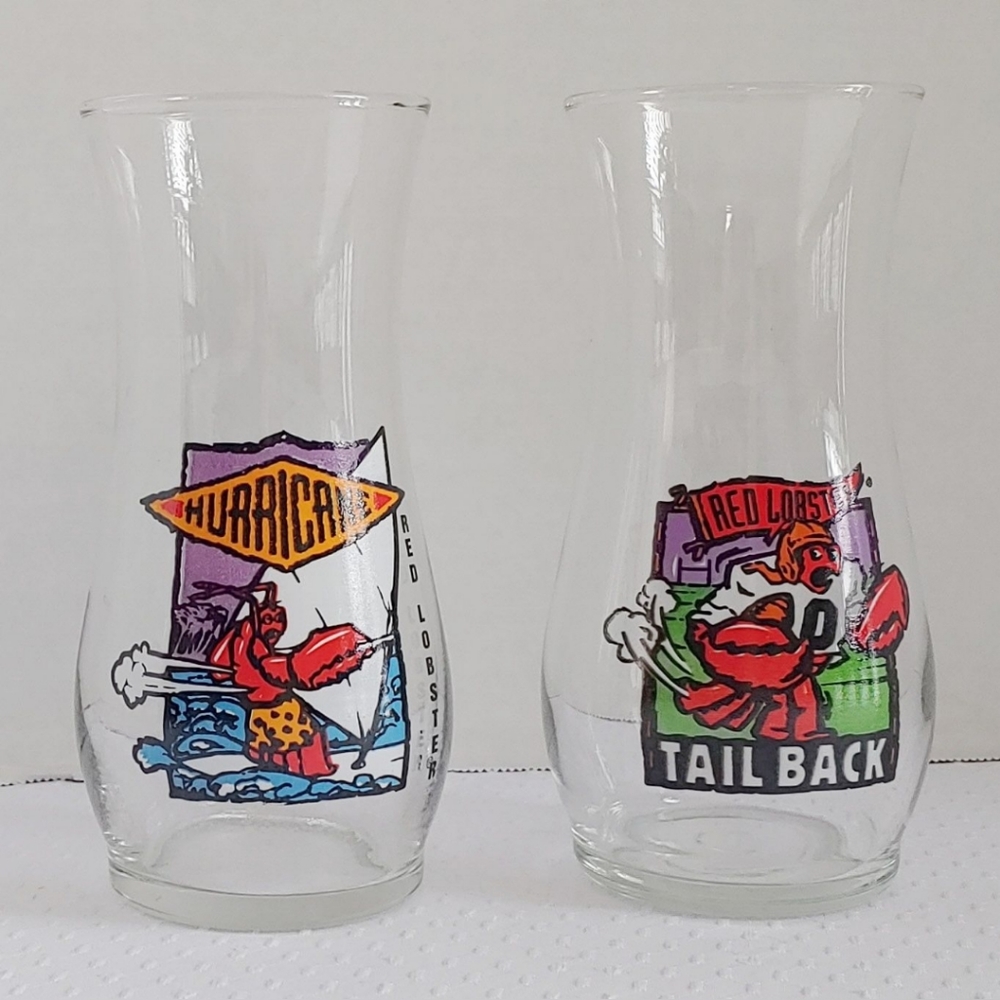 Red Lobster Hurricane & Tailback Glasses Barware